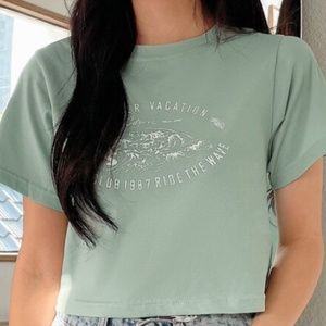 Slogan & Wave Print Tee